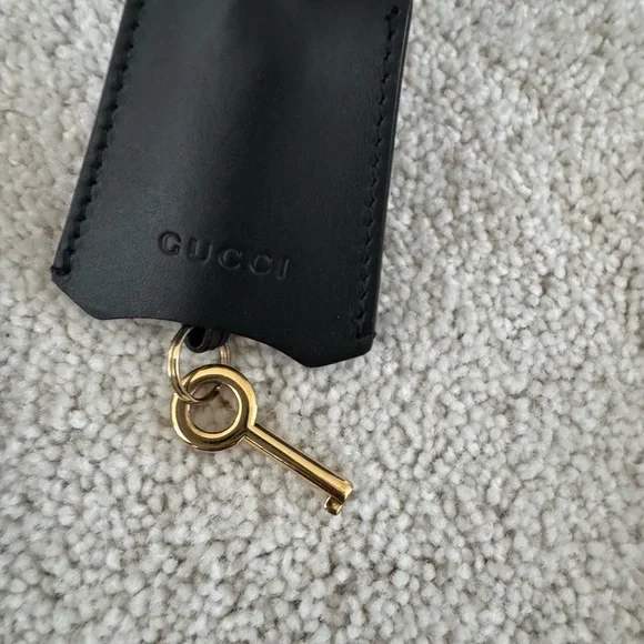 Gucci Black Embossed Leather Satchel with Gold Hardware - Picture 11 of 15